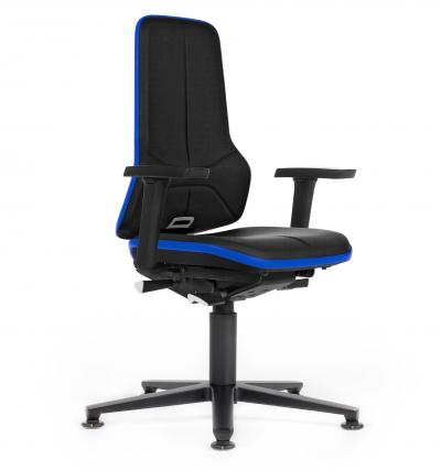 ESD Workplace Chair NEON 1 Multifunction Armrests ESD Work Chair Permanent Contact Backrest Supertec ESD Flex Strip Blue Glides Bimos Workplace Chairs Interstuhl